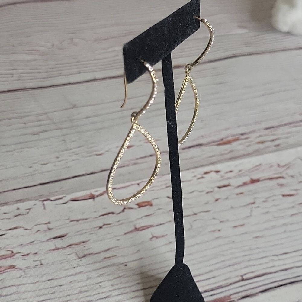 Rhinestone Dangling Large Hoops - Picture 3 of 5